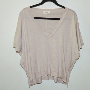 Jolie Tan 100% Cotton Crop Top V-Neck Women's Size M